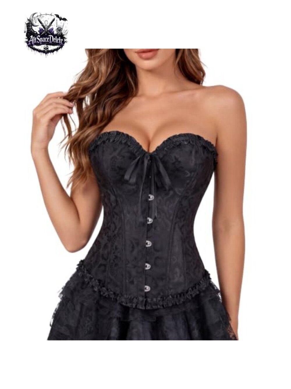 Women's Victorian Overbust Corset Top Brocade Lace-Up Renaissance Bustier